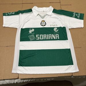 Club Santos Laguna Soccer Jersey Green White Striped Futbol Fan Apparel Sz G L
